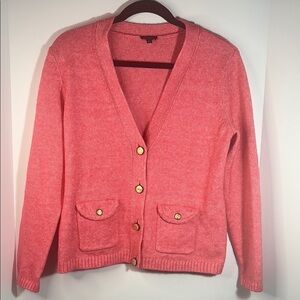 Talbots Coral Button-Up Cardigan